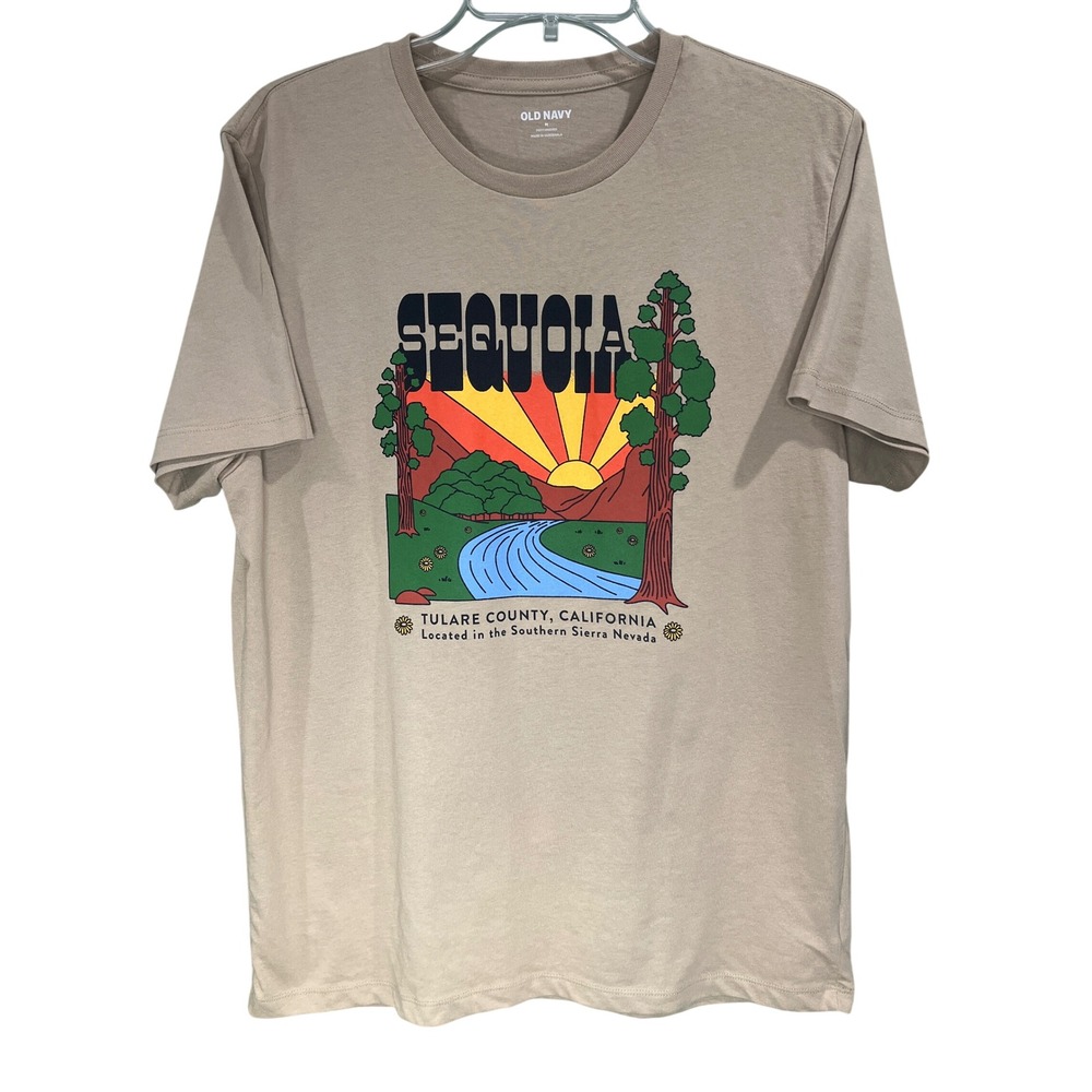Old Navy Mens Sequoia‎ National Park Graphic T-Shirt Tan California Medium